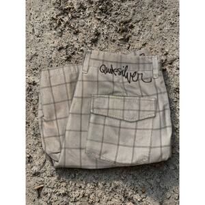 Quiksilver Plaid Shorts Tan Windowpane Skate Surf Men’s 34 Vintage Y2K